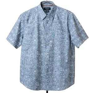Columbia Sportswear Company Blue Casual Ocean Fishing Print Shirt Men's …